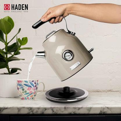 Haden Dorset 4 Slice Wide Toaster & Electric Water Kettle, Putty & Chrome