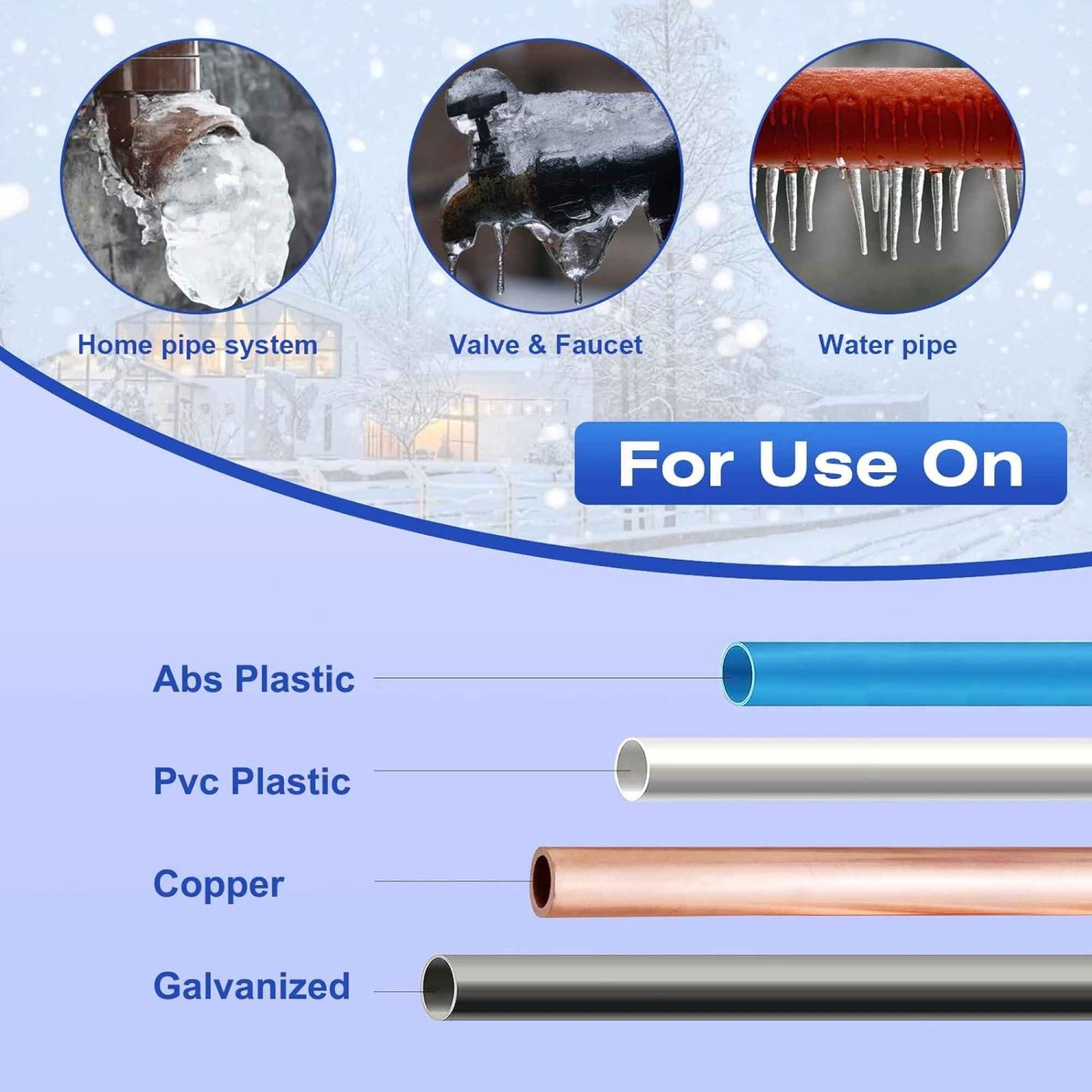 Rylpoint 100FT Heat Tape for Water Pipes, Roof Snow De-Icing, RV  Heating Cable,120 Volt 8W/ft