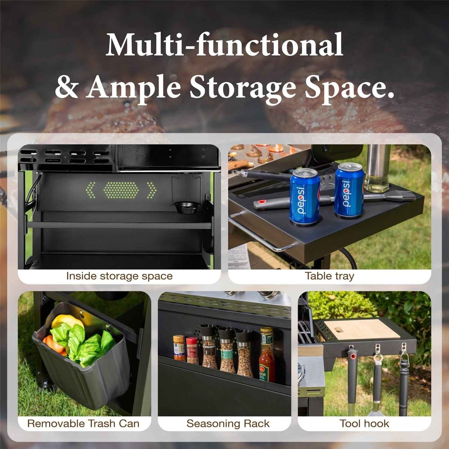 Summit Living 5-Burner Outdoor Propane Gas Grill and Griddle Combo BBQ Grill with Lid 54,000 BUT