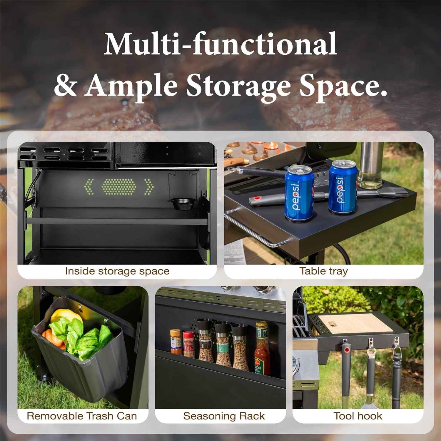 Summit Living 5-Burner Outdoor Propane Gas Grill and Griddle Combo BBQ Grill with Lid 54,000 BUT