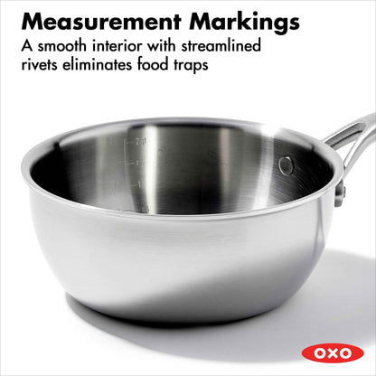 OXO Mira Tri-Ply Stainless Steel 3.75Qt Chef's Pan with Lid