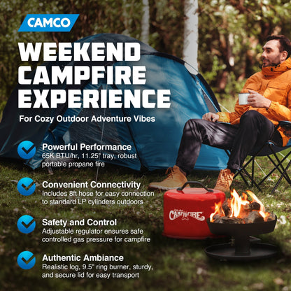 Camco Little Red Outdoor Portable Tabletop Propane Heater Fire Pit 11.25 Inch - Home OXO