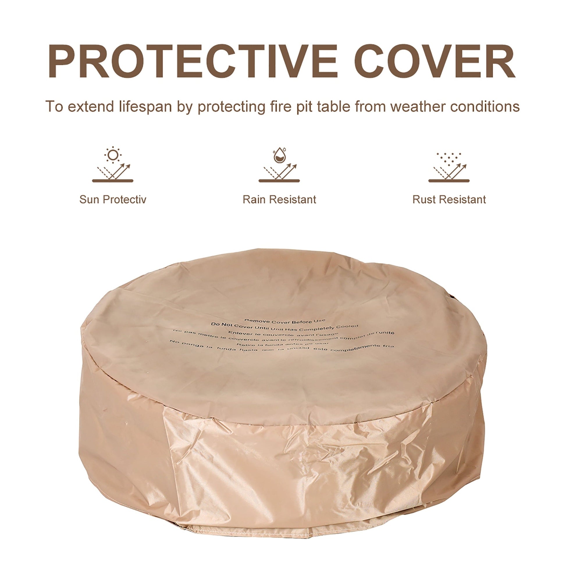 Costway 28'' Propane Gas Fire Pit Outdoor 40,000 BTU Stone Finish Lava Rocks Cover Brown - Home OXO