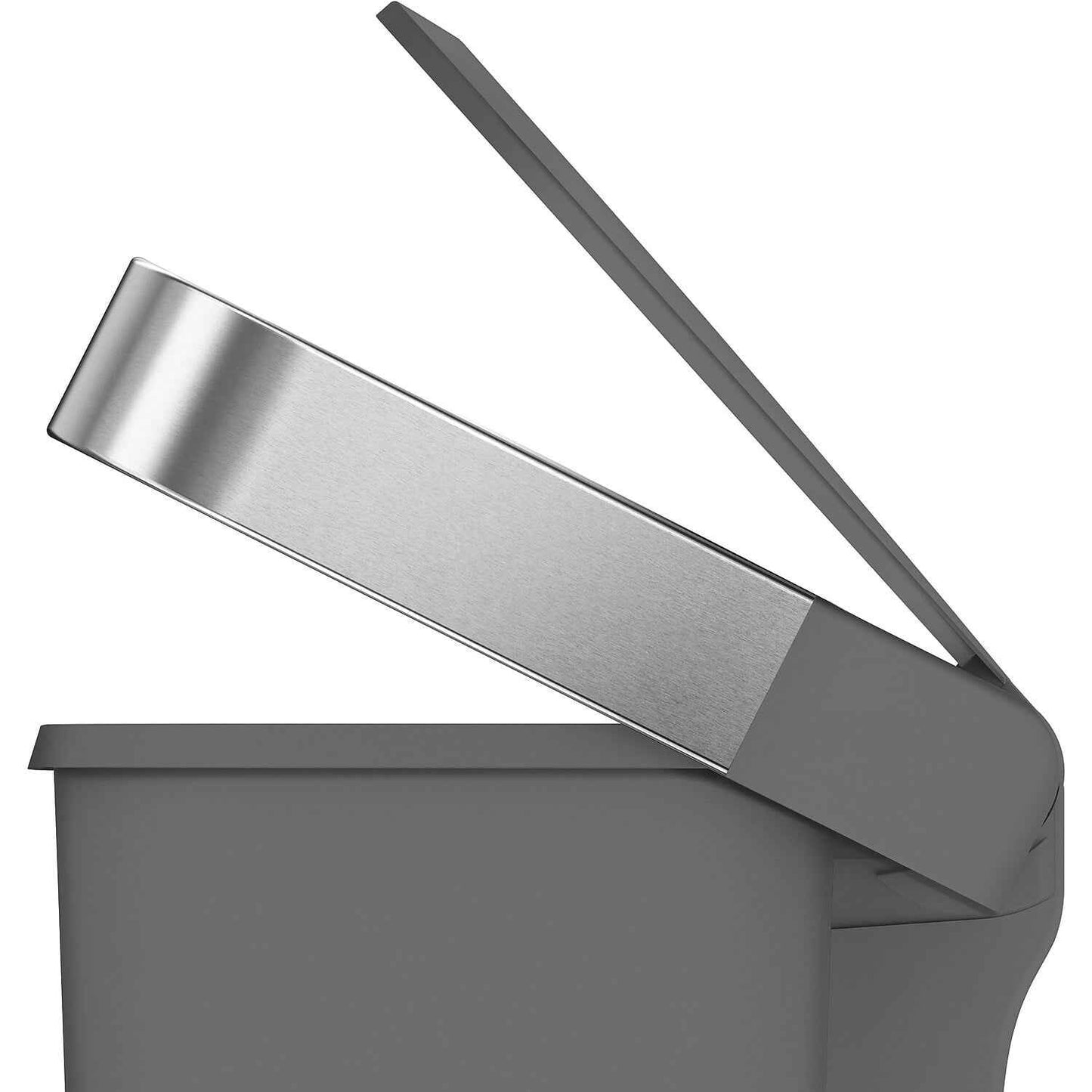 simplehuman 12 gal Plastic Rectangular Kitchen Trash Can with Liner Pocket, Grey