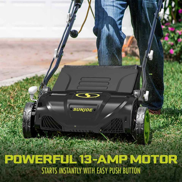 Sun Joe 15" Electric Lawn Dethatcher + Scarifier, 13-Amp, Adjustable Height