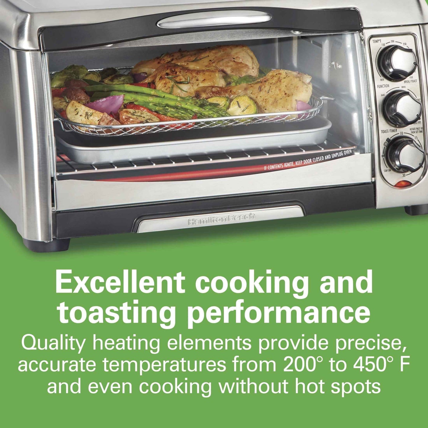 Hamilton Beach 6 Slice Countertop Toaster Oven with Sure-Crisp Air Fryer Function, Stainless Steel