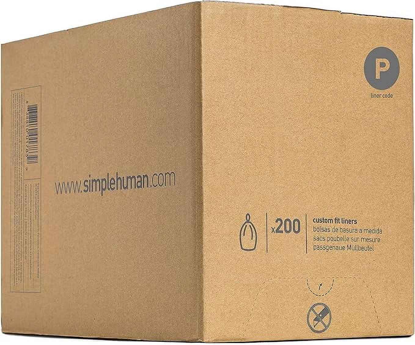 simplehuman Code P Custom Fit Drawstring Trash Bags, 200 Count, 50-60 Liter / 13.2-15.9 Gallon, White