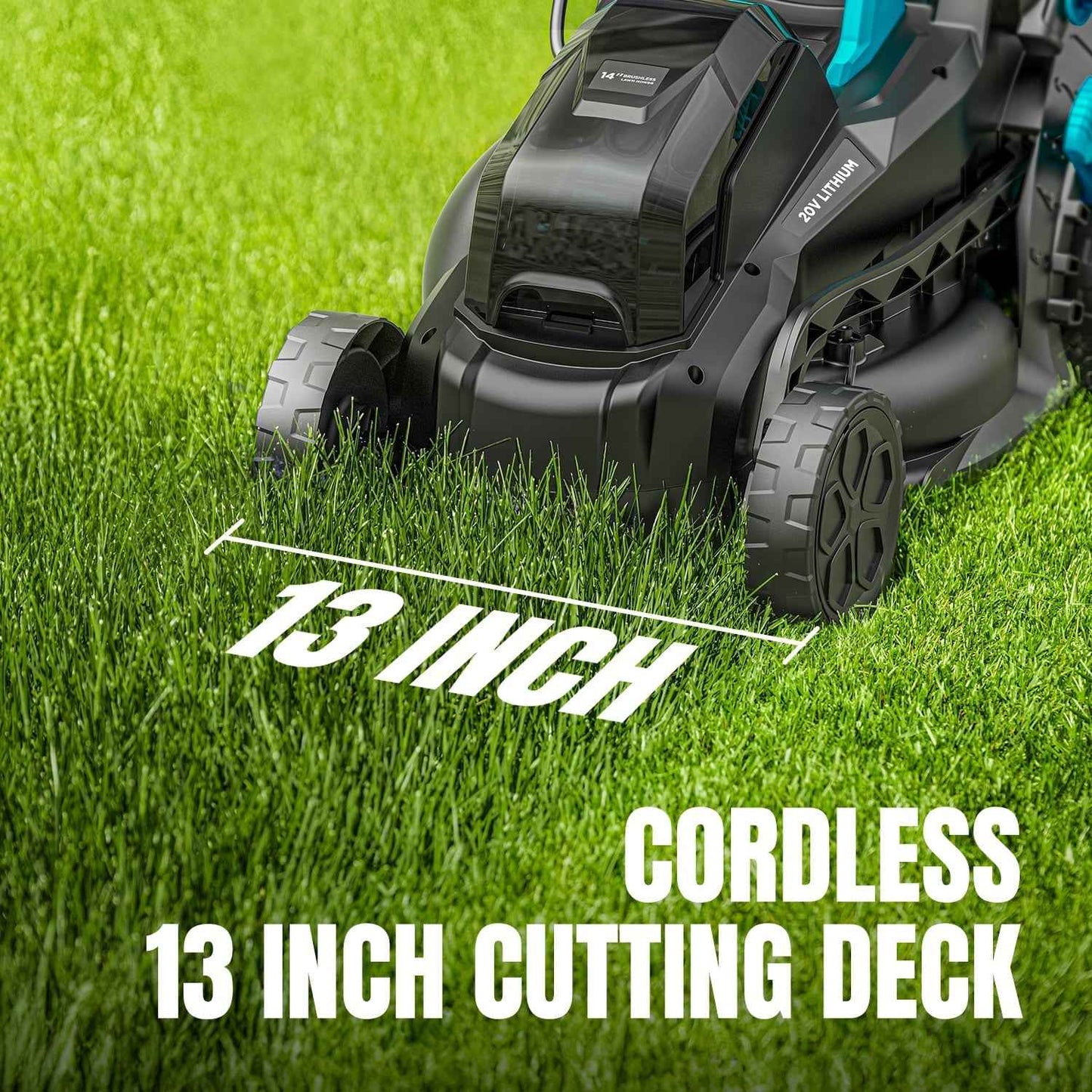 Mightymow Cordless Lawn Mower, 20V Electric Lawn Mowers, 13 inch, 5 Heights Adjustment, with 2*4.0Ah Battery and Charger, for Garden/Yard/Farm