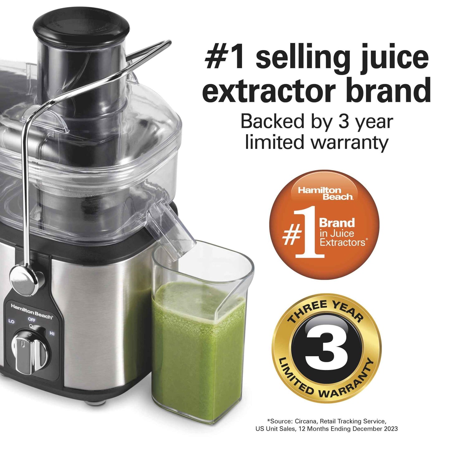 Hamilton Beach Easy Clean Juicer, Juice Extractor, Easy Sweep Cleaning Tool, Big Mouth Chute, 800 W