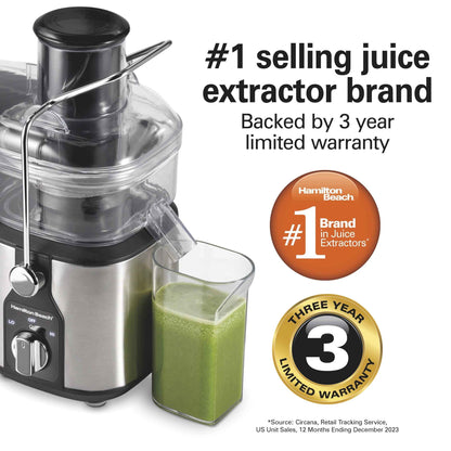 Hamilton Beach Easy Clean Juicer, Juice Extractor, Easy Sweep Cleaning Tool, Big Mouth Chute, 800 W