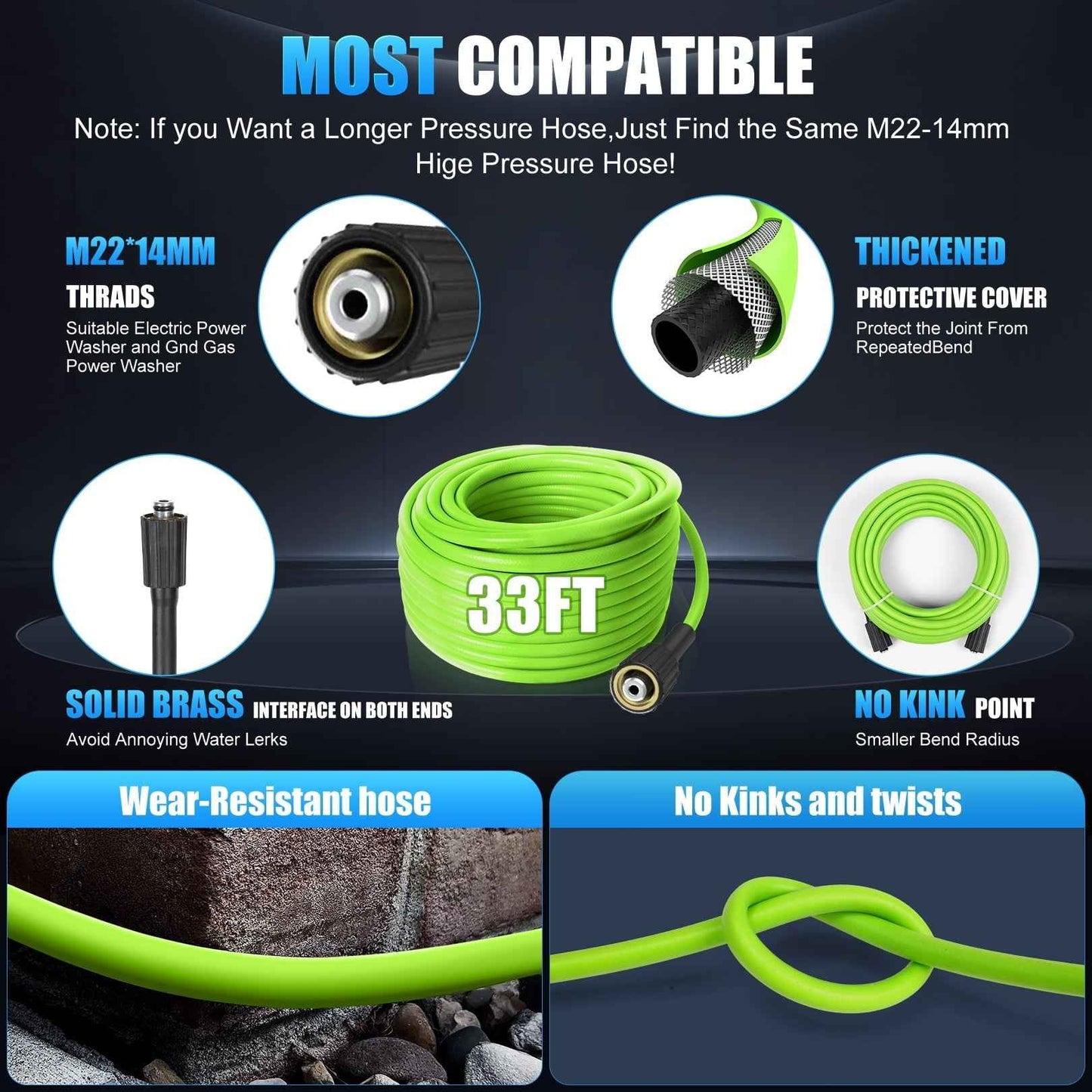 Electric Pressure Washer 5000PSI 4.0GPM Adjustable Pressure Power Washers Electric Powered with 33ft Hose, 4 Nozzle and Foam Cannon, Powerwashers Cleaner Machine for Home, Cars, Blue