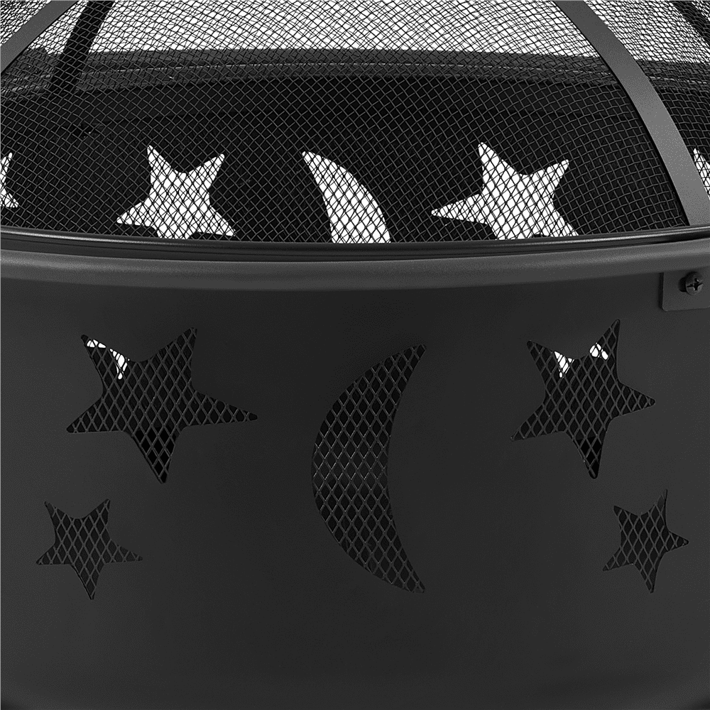 Yaheetech 30'' Outdoor Iron Round Fire Pit, Black, Wood - Home OXO