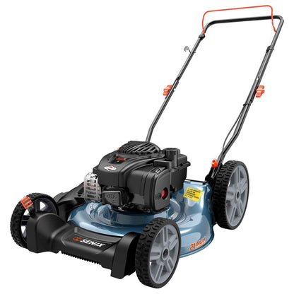 SENIX Gas Lawn Mower 21in Cutting Blade 22in Cutting Deck, 140cc 4-Cycle Made in USA Briggs & Stratton Engine, 2-In-1 Mulch & Side Discharge Push Mower, 6-Height Adjustment, 11" Rear Wheels, LSPG-M6
