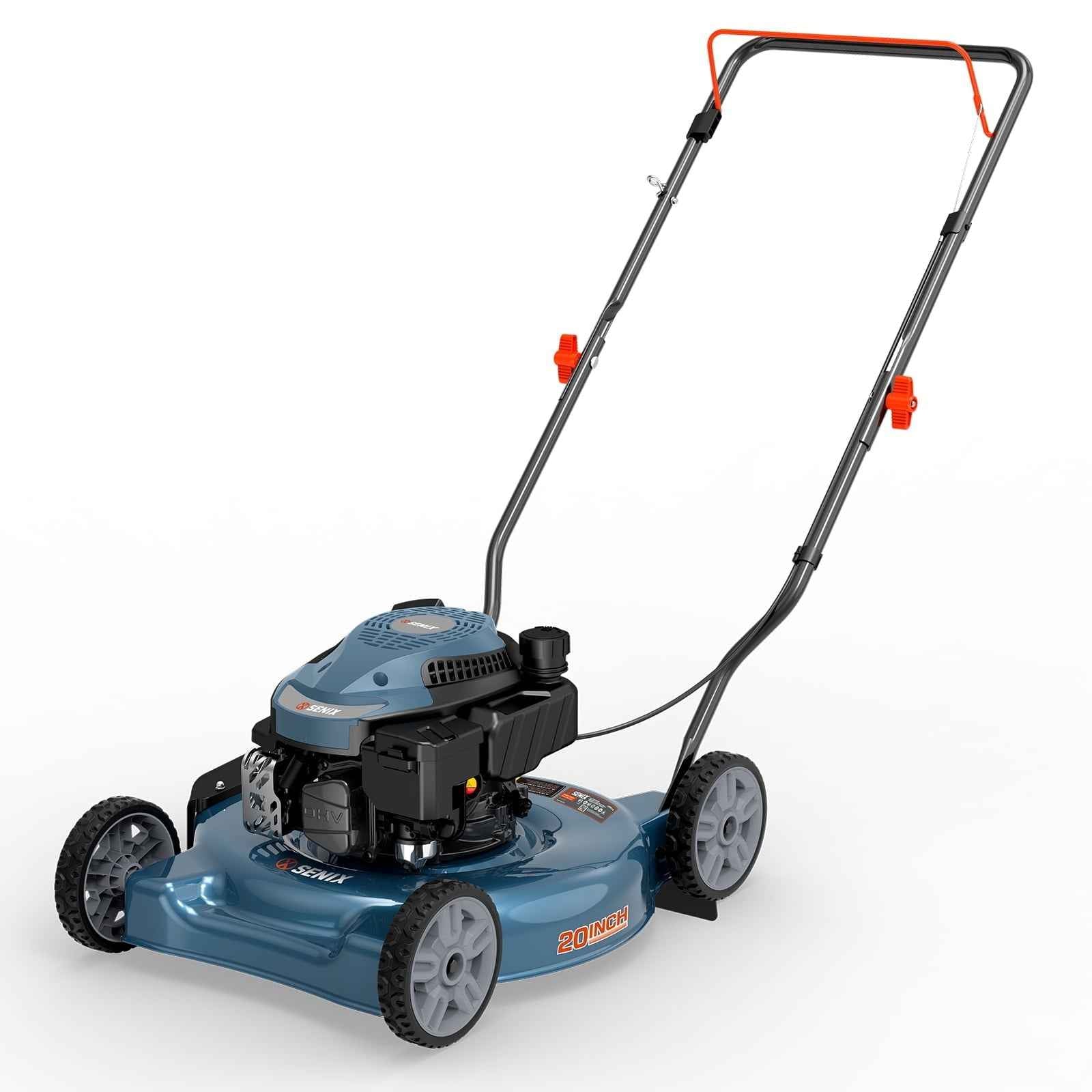 SENIX Gas Lawn mower, 20in Cutting Blade 21in Cutting Deck, 144cc 4-Cycle Engine, Steel Deck with Side Discharge, LSPG-L4