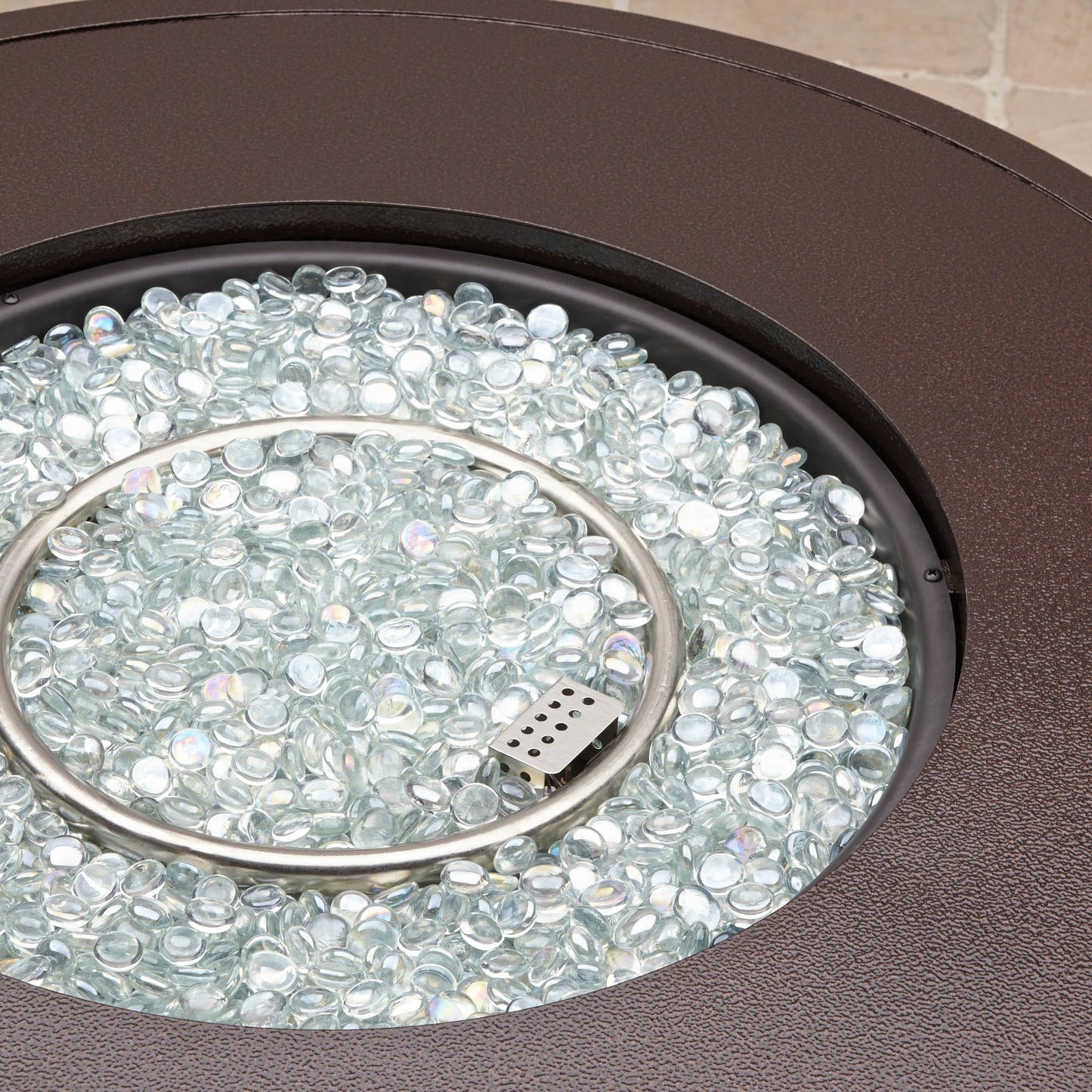Better Homes & Gardens Colebrooke 37" Round 50,000 BTU Propane Gas Fire Pit Table with Glass Beads, Metal Lid and Protective Cover - Home OXO