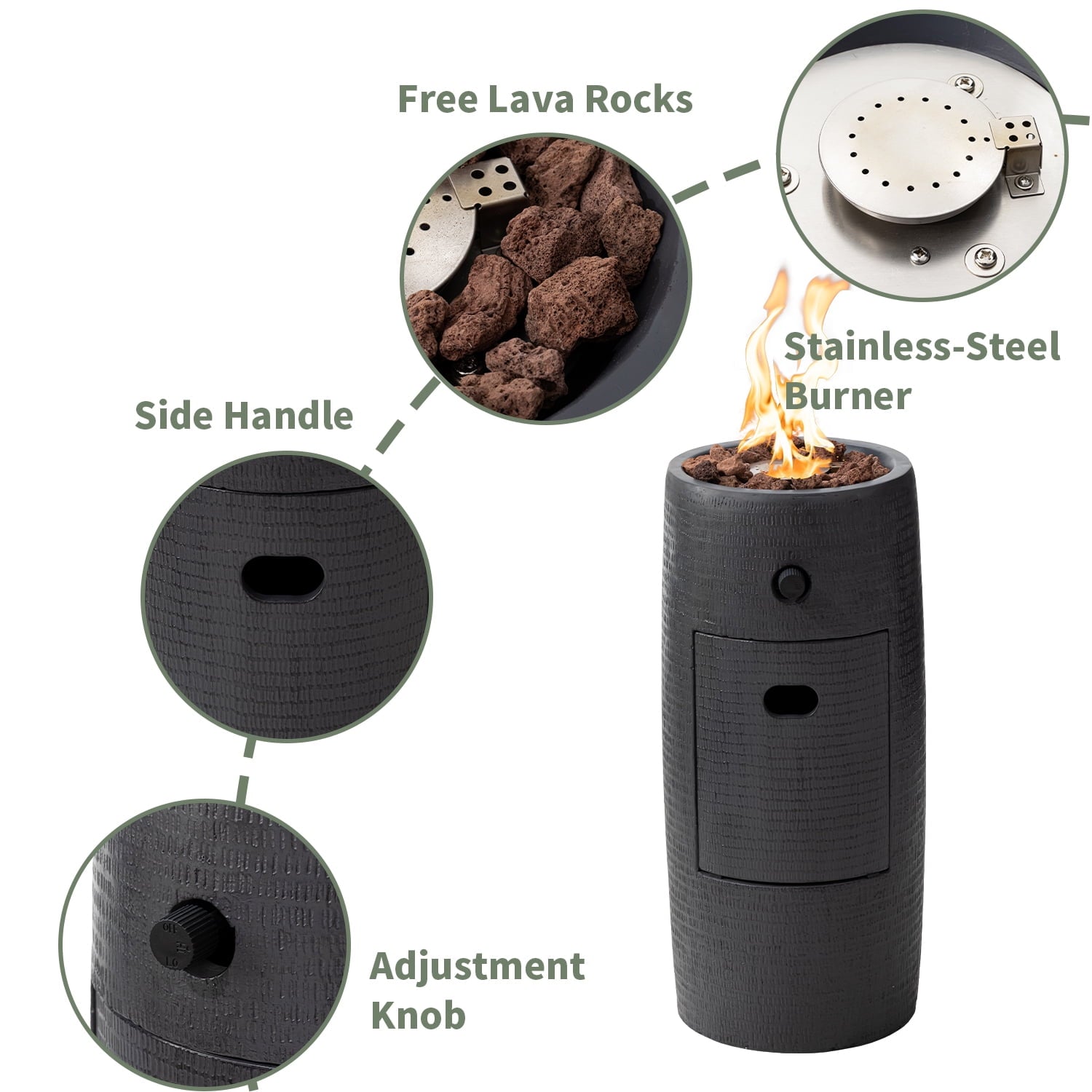 COSIEST 15,000 BTU 11-inch Round Outdoor Propane Fire Pit Table,Free Lava Rocks - Home OXO