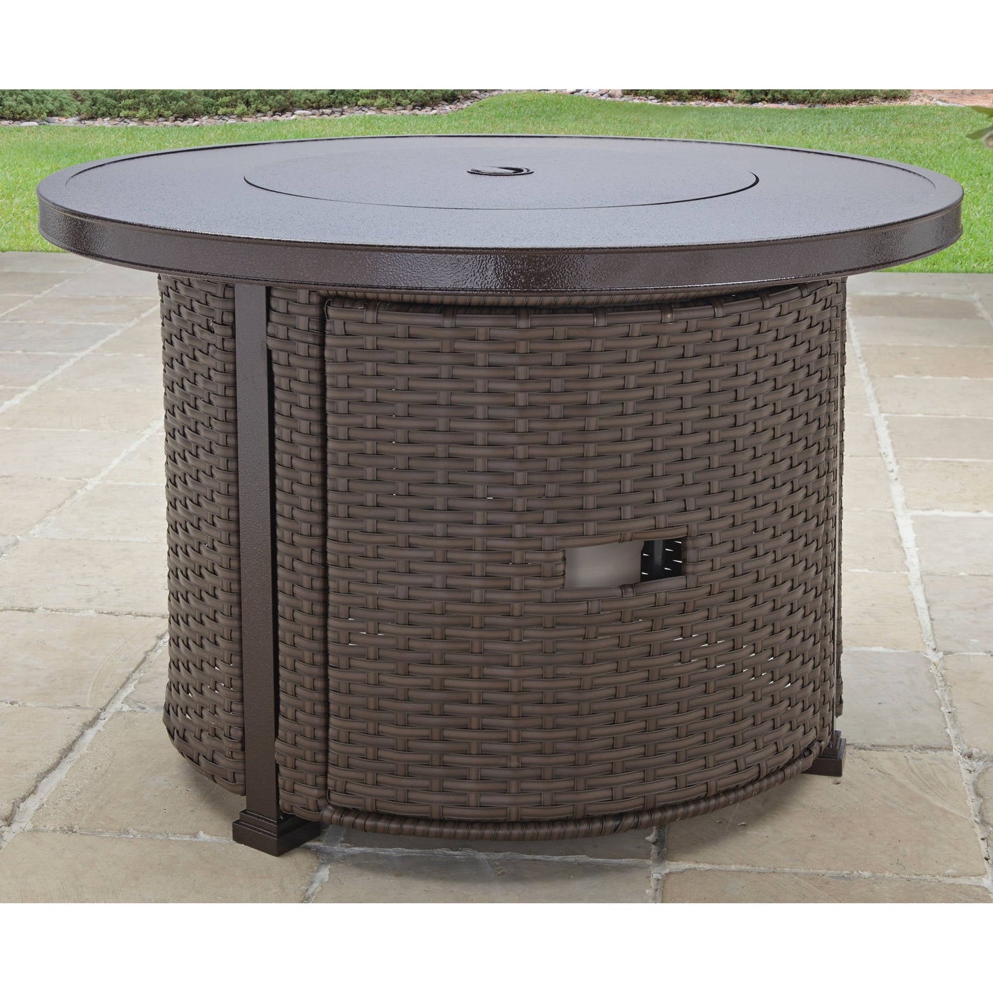 Better Homes & Gardens Colebrooke 37" Round 50,000 BTU Propane Gas Fire Pit Table with Glass Beads, Metal Lid and Protective Cover - Home OXO