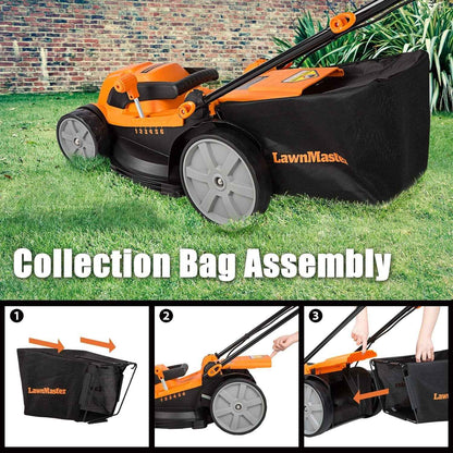 LawnMaster 16-Inch Corded Electric Lawn Mower, 12AMP, Folded, MEB1216K