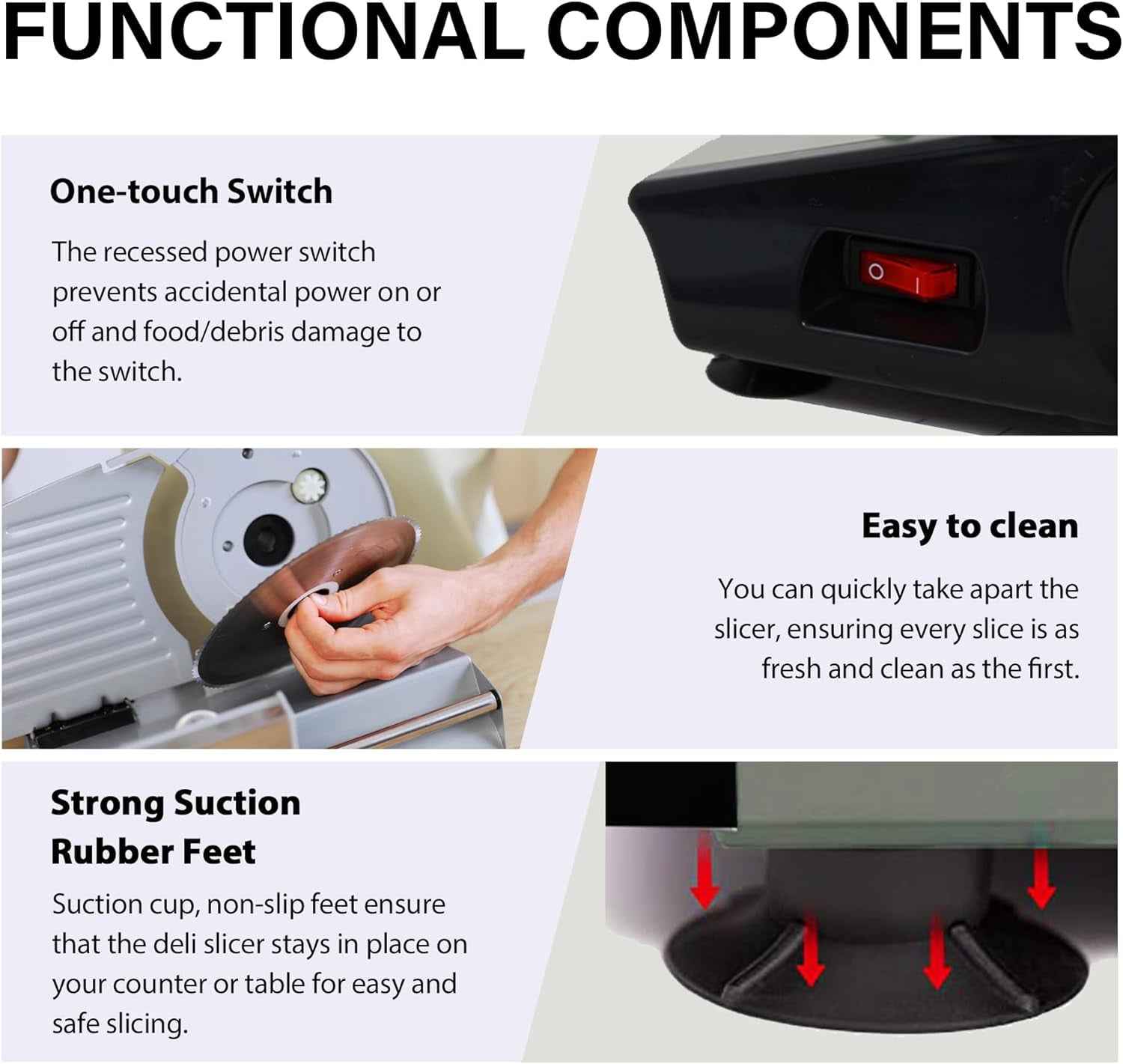 Valley Sportsman 7.5" Electric Meat Slicer w/Stainless Blade 180W Adjustable Thickness Cuts Meat/Bread/Cheese