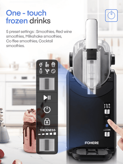 Professional Frozen Drink Maker with Quickfreeze Technology, Frozen Drink & Slushie Machine, 5 Preset Programs, Frozen Margaritas, Frappés, and More, Black, FOHERE