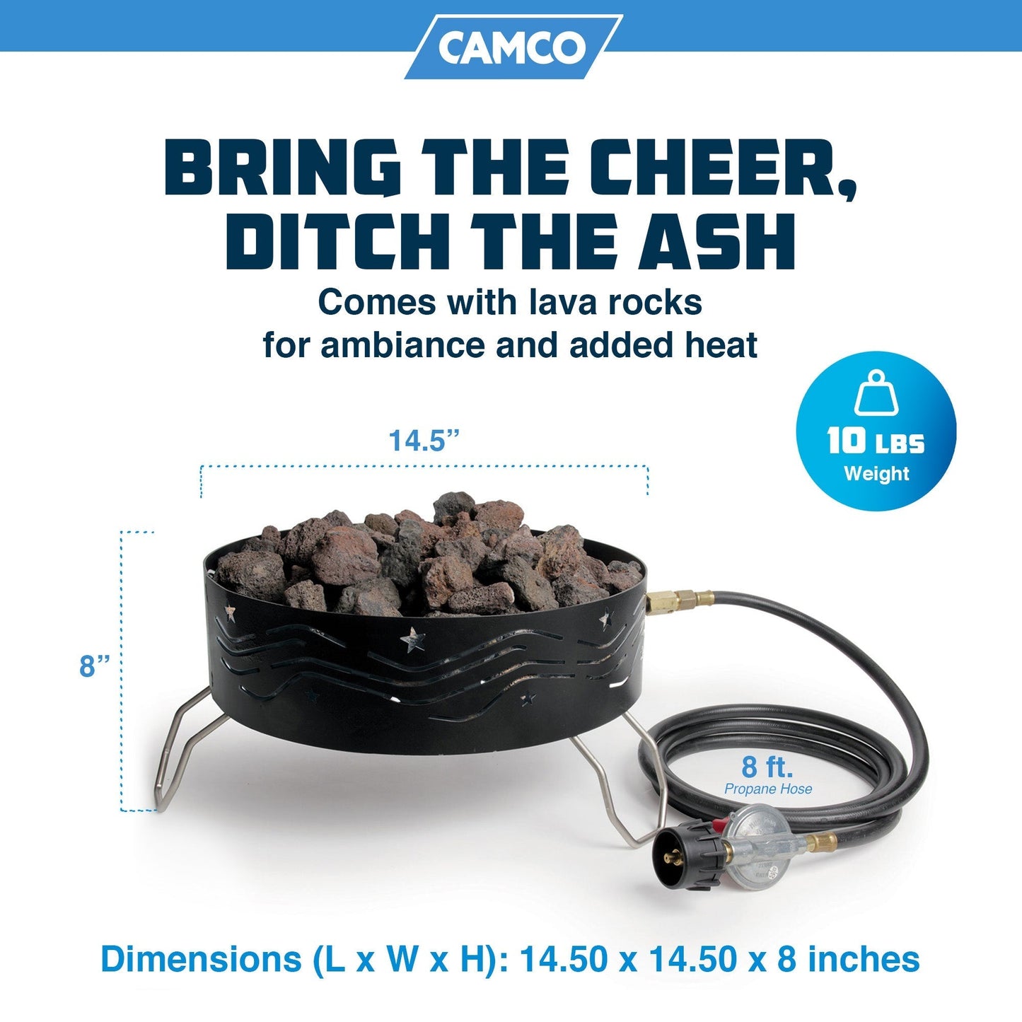 Camco Portable Campfire Outdoor Propane Heater Fire Pit with Lava Rocks, Black - Home OXO