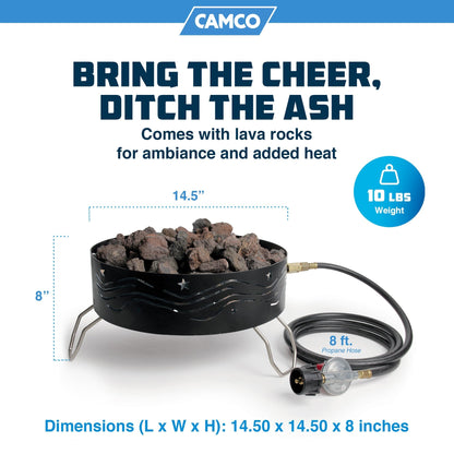 Camco Portable Campfire Outdoor Propane Heater Fire Pit with Lava Rocks, Black - Home OXO