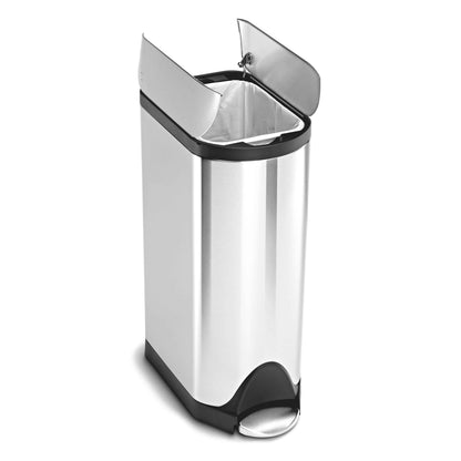 simplehuman 30 Liter / 8 Gallon Stainless Steel Butterfly Lid Kitchen Step Trash Can, Brushed Stainless Steel