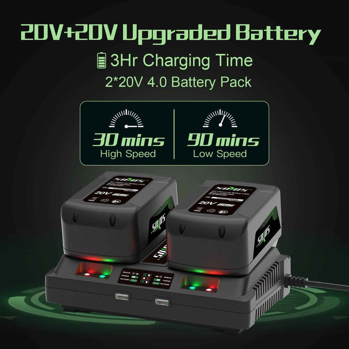 SOYUS Cordless Leaf Vacuum, Leaf Vacuum Mulcher with Bag, Leaf Blower Battery Powered with 2PCS 4.0 Batteries