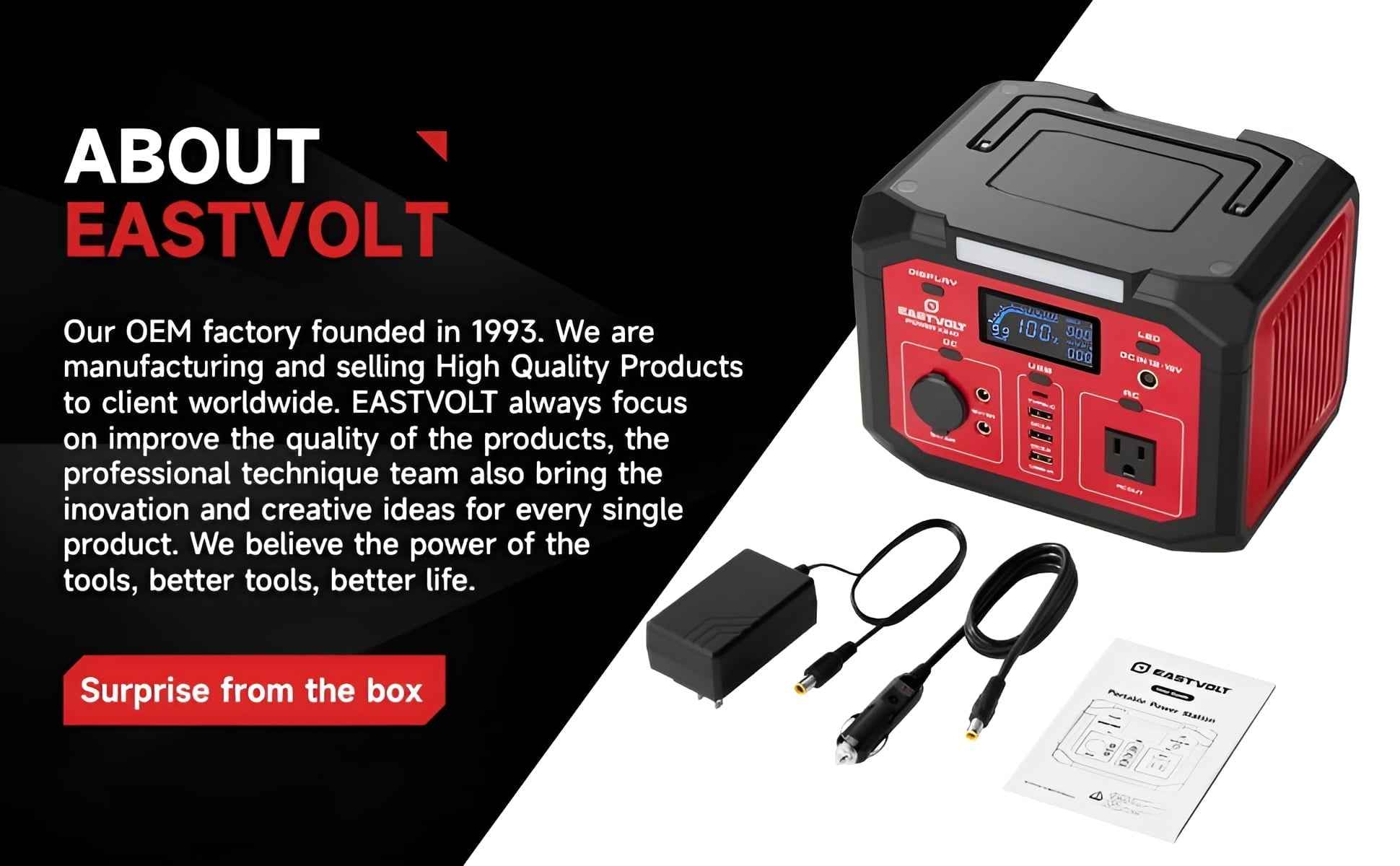 Eastvolt Portable Power Station 240W, 201.6Wh/56000mAh Lithium-Ion Battery with 110V AC Outlet, Solar Generator (Solar Panel Optional) for Emergencies Home and Outdoor Camping