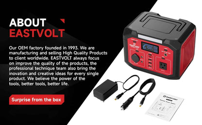 Eastvolt Portable Power Station 240W, 201.6Wh/56000mAh Lithium-Ion Battery with 110V AC Outlet, Solar Generator (Solar Panel Optional) for Emergencies Home and Outdoor Camping