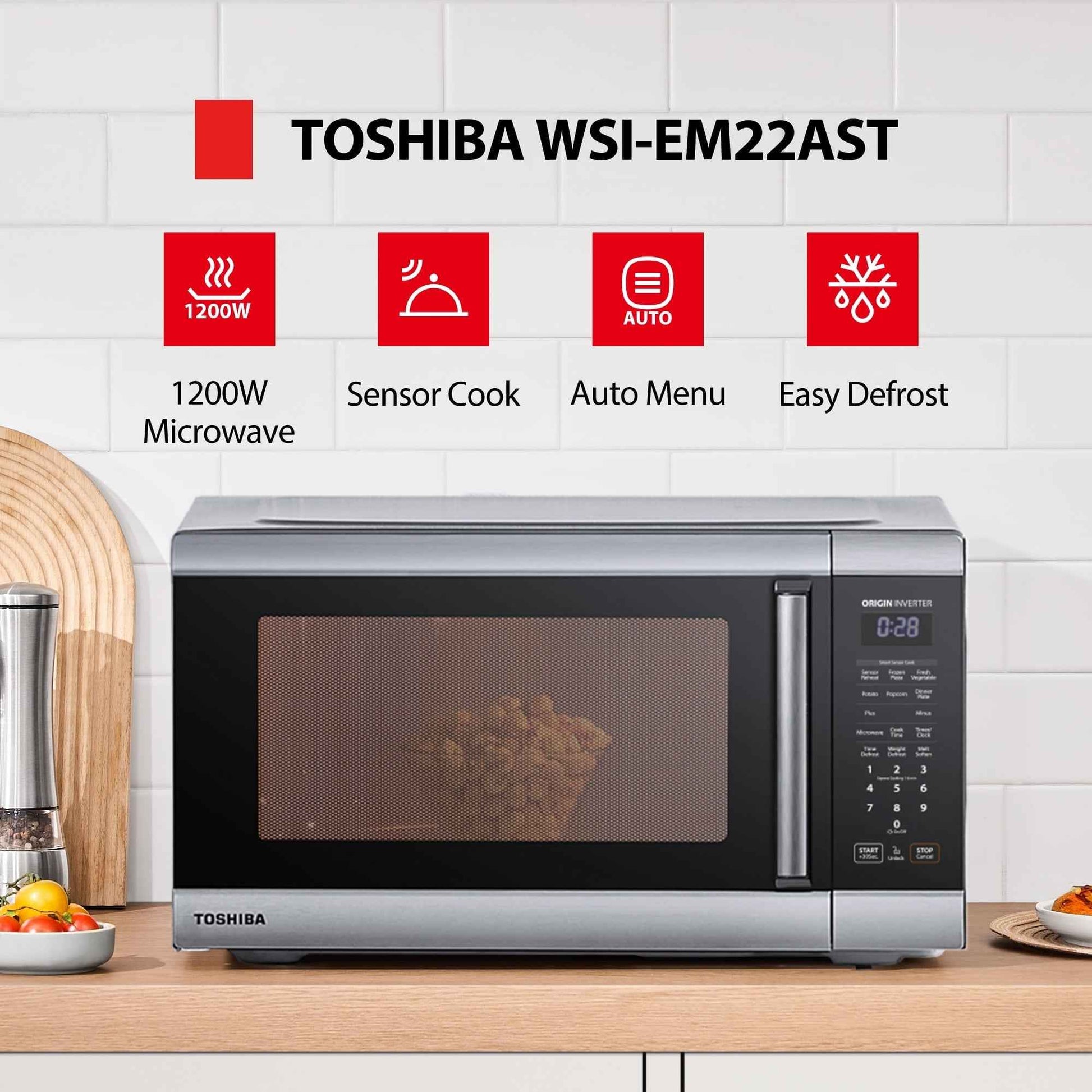 Toshiba 2.2 cu. ft. 24.4'' Microwave Oven in Stainless Steel