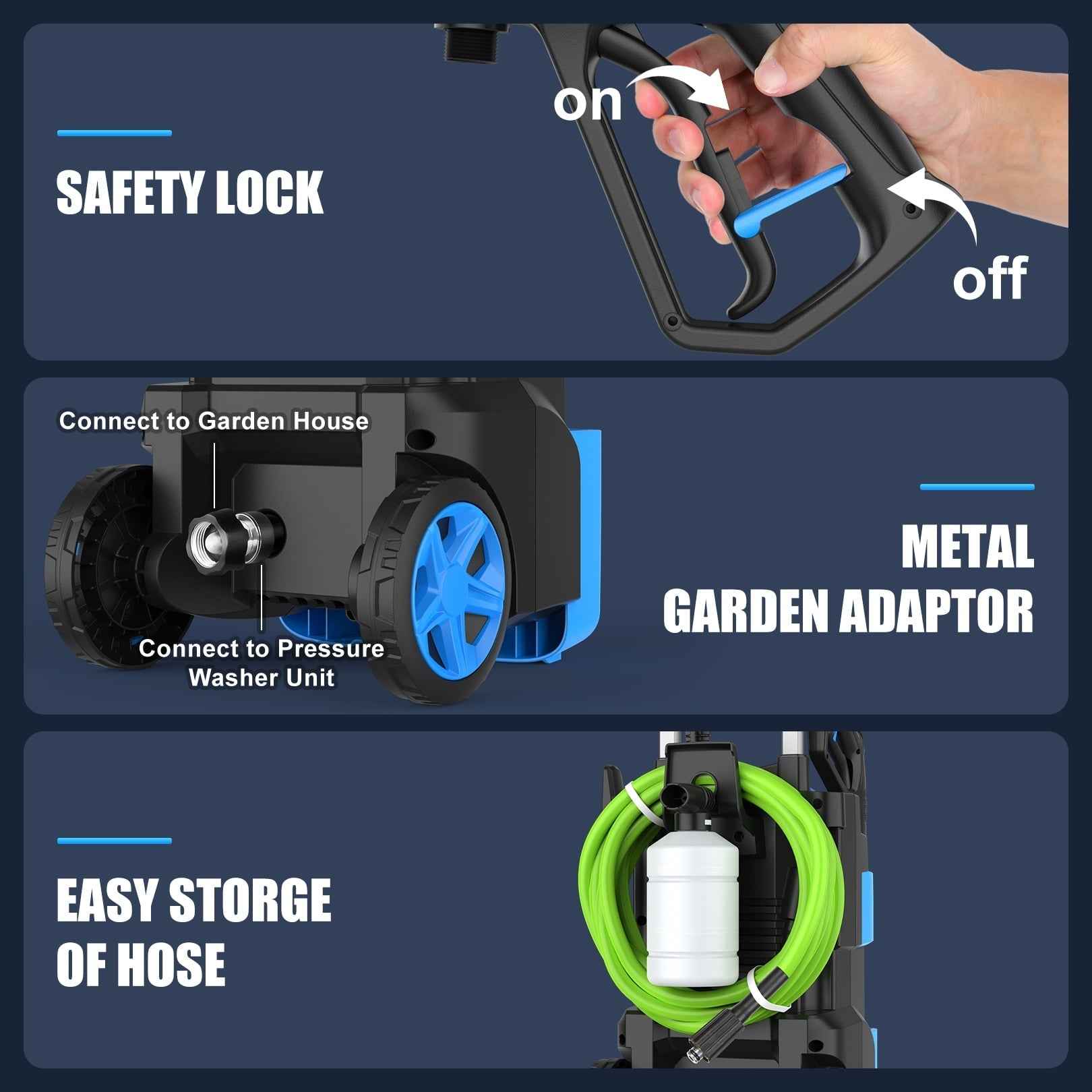 Electric Pressure Washer 5000PSI 4.0GPM Adjustable Pressure Power Washers Electric Powered with 33ft Hose, 4 Nozzle and Foam Cannon, Powerwashers Cleaner Machine for Home, Cars, Blue