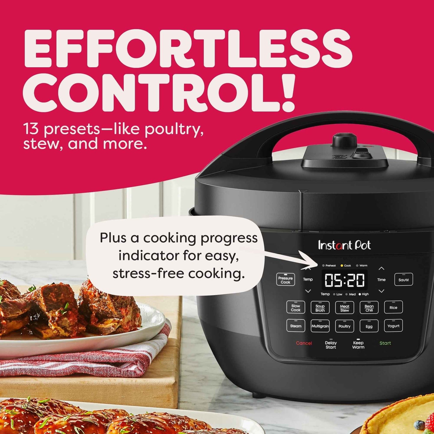 Instant Pot 7.5 Qt RIO Wide Base 7-in-1 Multi-Cooker, Pressure Cooker, Slow Cook & more, Black