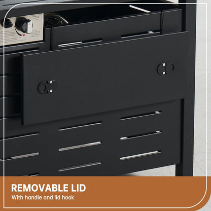 JolyDale 40" Propane Fire Pit Table, 50,000 BTU Auto Ignition Steel Gas Fire Pit with Removable Lid & Waterproof Cover for Patio, Backyard, Black - Home OXO