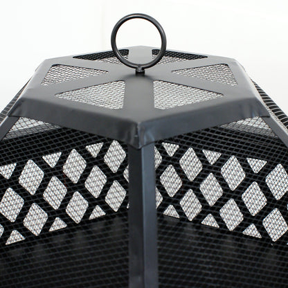 ZENSTYLE Outdoor Patio Steel Fire Pit - 24" Hex Shaped Backyard Fireplace Wood Burning Firepit Bowl - Home OXO