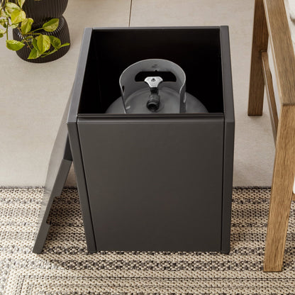 Mainstays 42" Rectangle Black Finish Modern Steel Fire Pit: 42" x 20" 50000 BTU Propane Fire Pit Table with Lid, Tank Hideaway and Cover - Home OXO