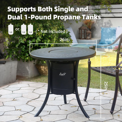 BALI OUTDOORS Dual 1-Pound Propane Fire Pit Table for Outside Patio, 26Inch Black - Home OXO