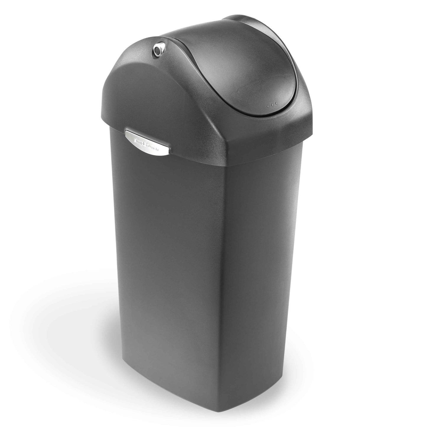 simplehuman 16 gal Plastic Swing Lid Kitchen Trash Can, Black