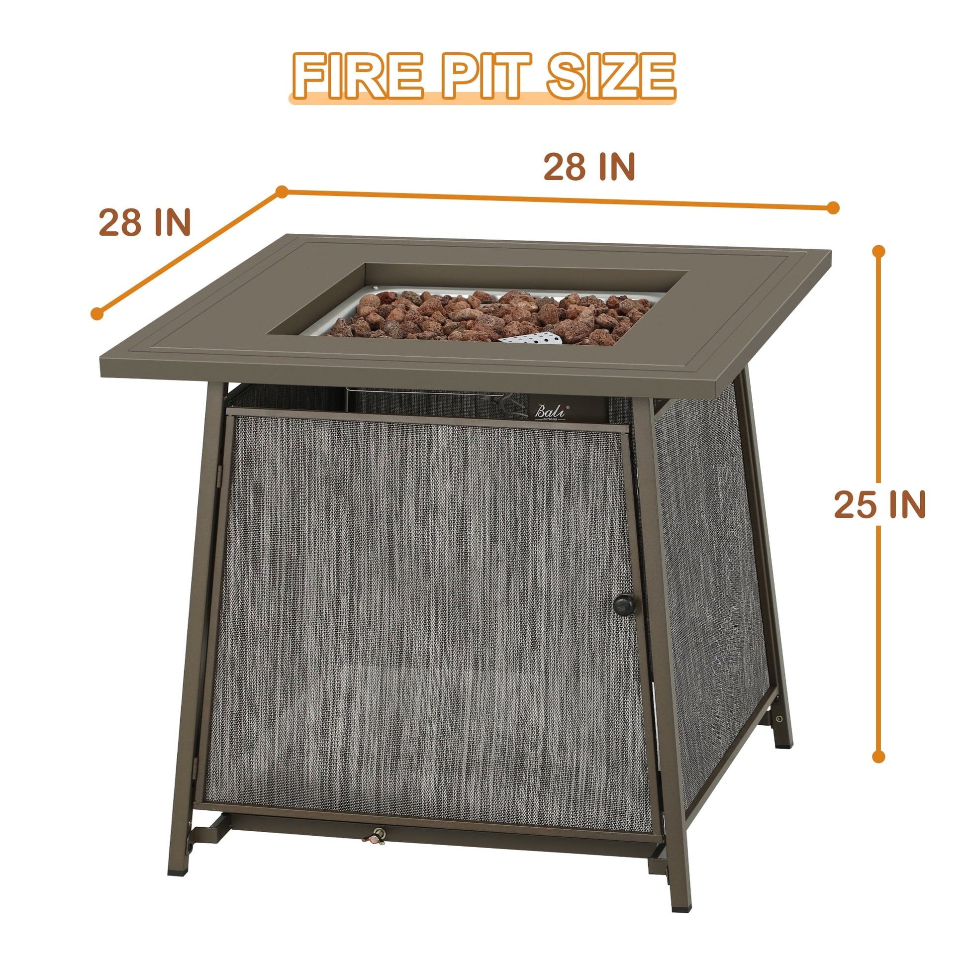 BALI OUTDOORS 28" Gas Fire Pit Table with Metal Lid and Lava Rocks, 50,000 BTU / Gray - Home OXO