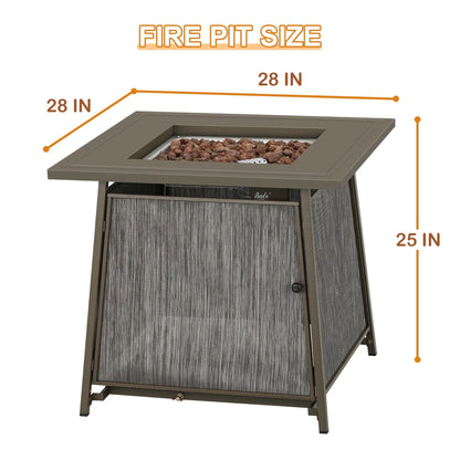 BALI OUTDOORS 28" Gas Fire Pit Table with Metal Lid and Lava Rocks, 50,000 BTU / Gray - Home OXO