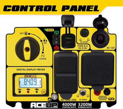 Aceup Energy 4000 Watt Portable Inverter Generator, Gas Powered Generator Quiet for Home, 3500W RV-Ready, EPA Compliant