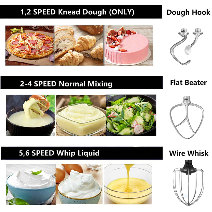 AICOK 5.5 Quart Tilt-Head Stand Mixer with Double Dough Hook Black