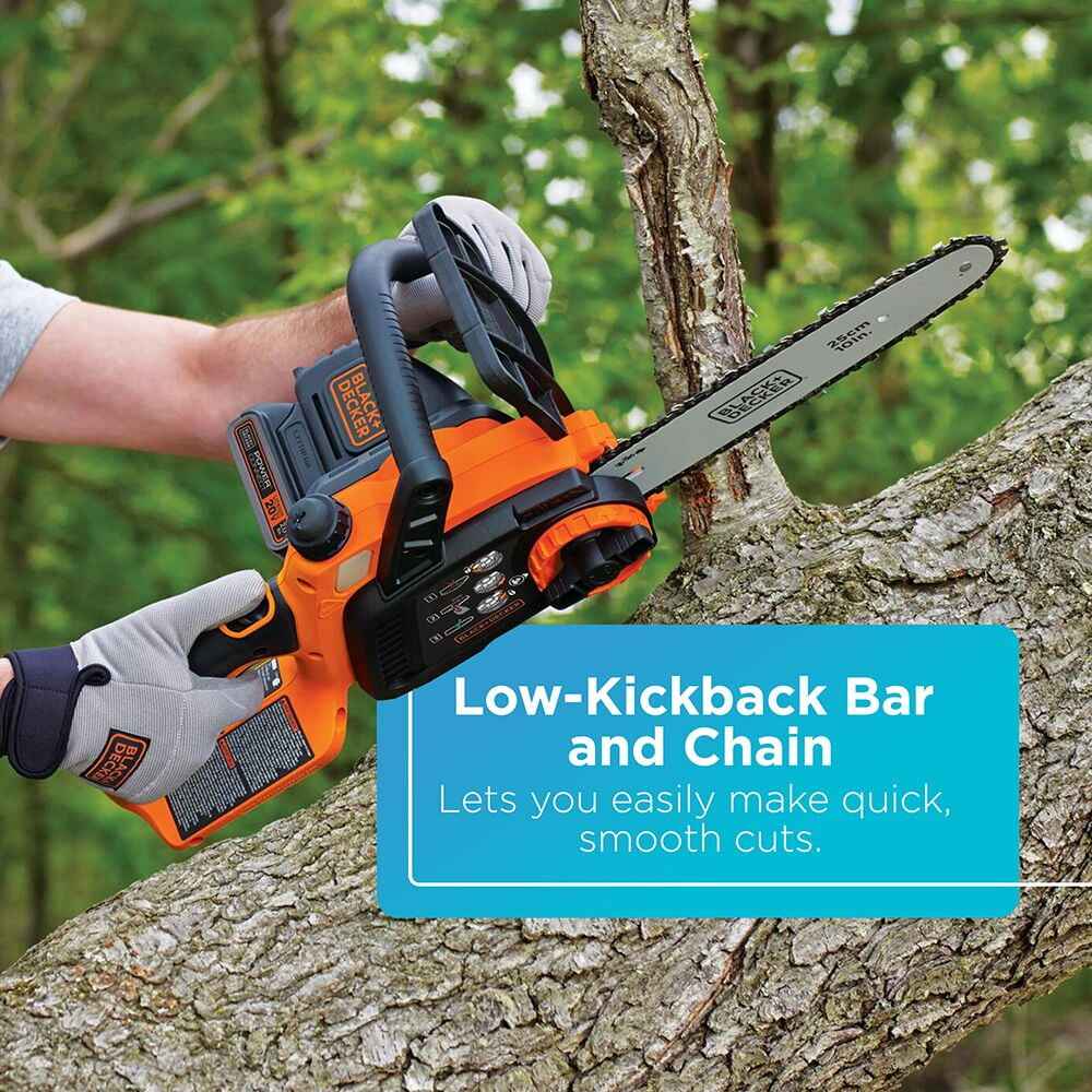 BLACK+DECKER 20V MAX Cordless Chainsaw, 10-Inch, 2Ah, Battery and Charger Included