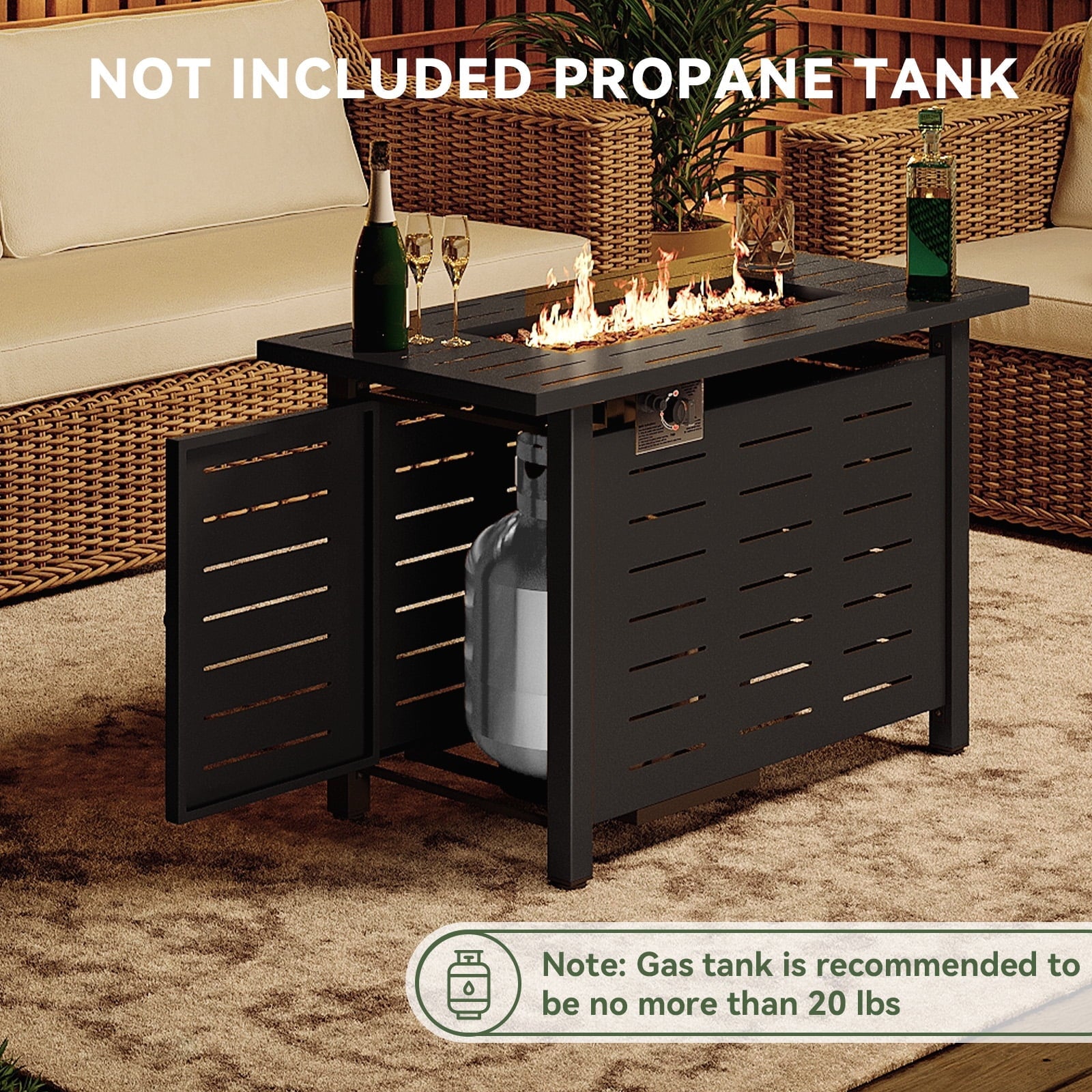 Sunmthink 40" Propane Fire Pit Table, 50,000 BTU Auto Ignition Steel Gas Fire Pit with Removable Lid & Waterproof Cover for Patio, Backyard, Black - Home OXO