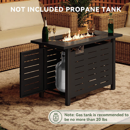 Sunmthink 40" Propane Fire Pit Table, 50,000 BTU Auto Ignition Steel Gas Fire Pit with Removable Lid & Waterproof Cover for Patio, Backyard, Black - Home OXO