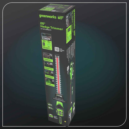 Greenworks 60V 26" Hedge Trimmer with 2.0 Ah Battery & 3 Amp Charger 2216602