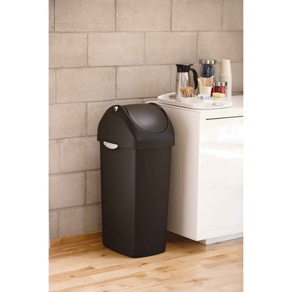 simplehuman 16 gal Plastic Swing Lid Kitchen Trash Can, Black