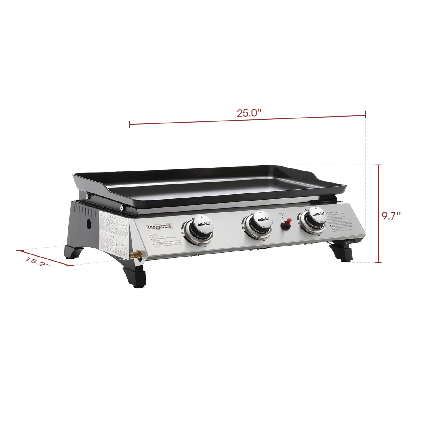 Royal Gourmet PD1300 3-Burner 26,400-BTU Portable Gas Grill Griddle, Outdoor Camping, Tailgating - Home OXO