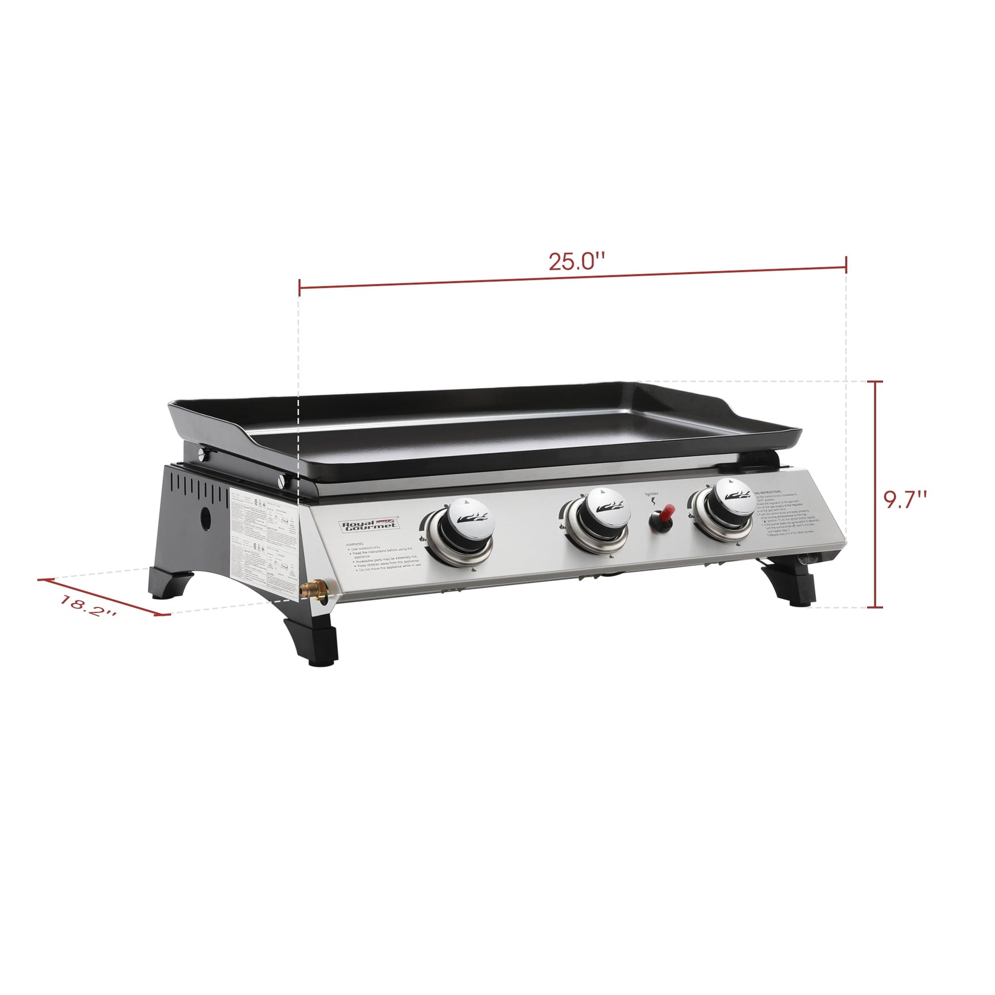 Royal Gourmet PD1300 3-Burner 26,400-BTU Portable Gas Grill Griddle, Outdoor Camping, Tailgating - Home OXO