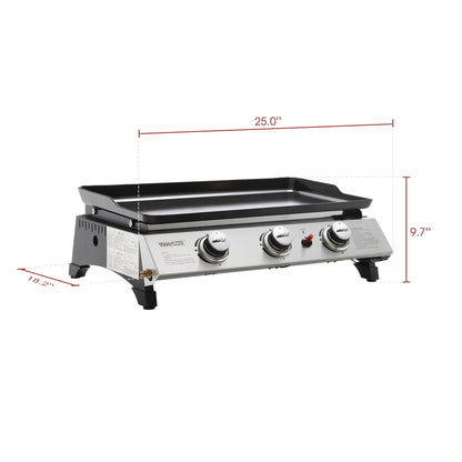 Royal Gourmet PD1300 3-Burner 26,400-BTU Portable Gas Grill Griddle, Outdoor Camping, Tailgating - Home OXO